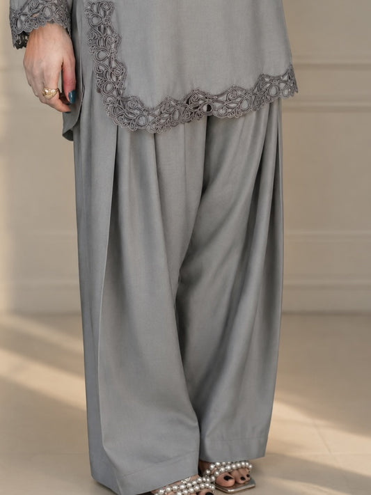 Dhuwan Grey 2 Piece Silk